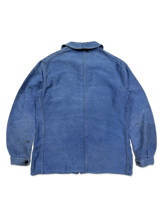 1950s French Le Favori Blue Moleskin Chore Jacket
