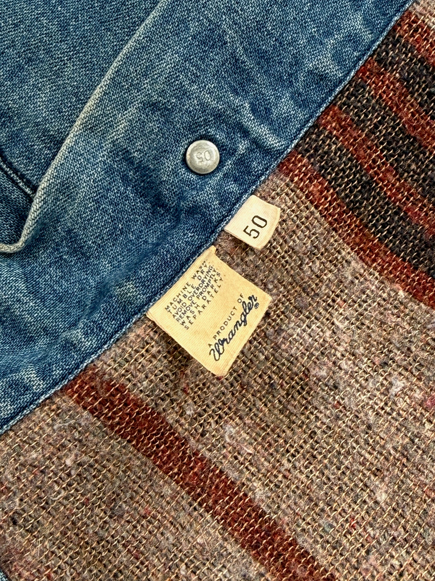 1950s–1960s Wrangler Blanket-Lined Denim Chore Jacket [Size 50]