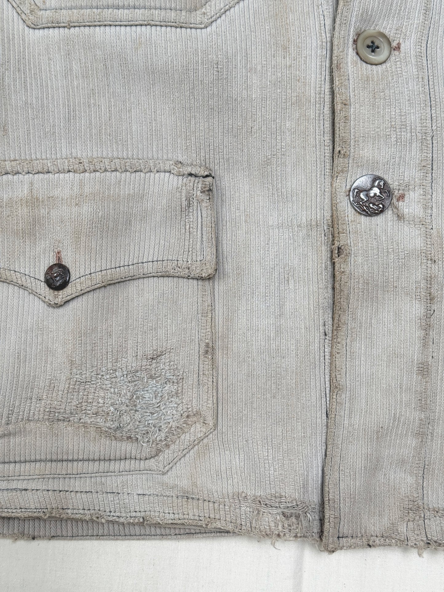 1950s French Salt and Pepper Coutil Clothing Hunting Jacket