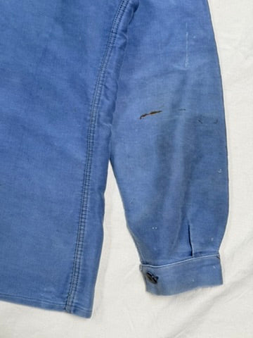 1950s French Le Favori Blue Moleskin Chore Jacket
