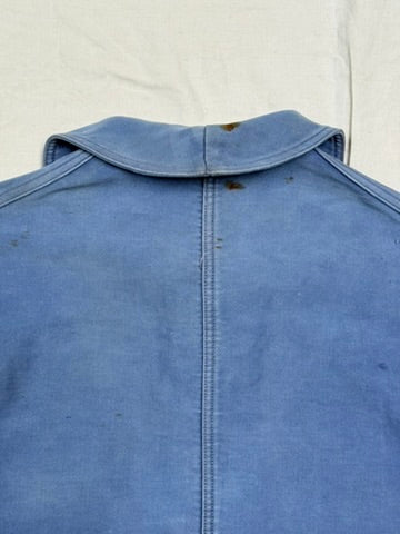 1950s French Le Favori Blue Moleskin Chore Jacket