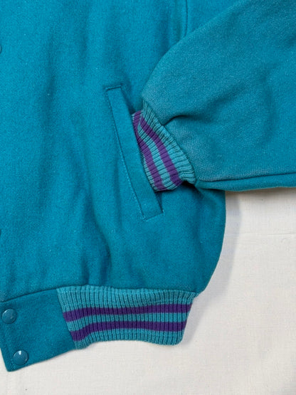 1980s - 1990s Canada Registered Teal and Purple Varsity Jacket [L]