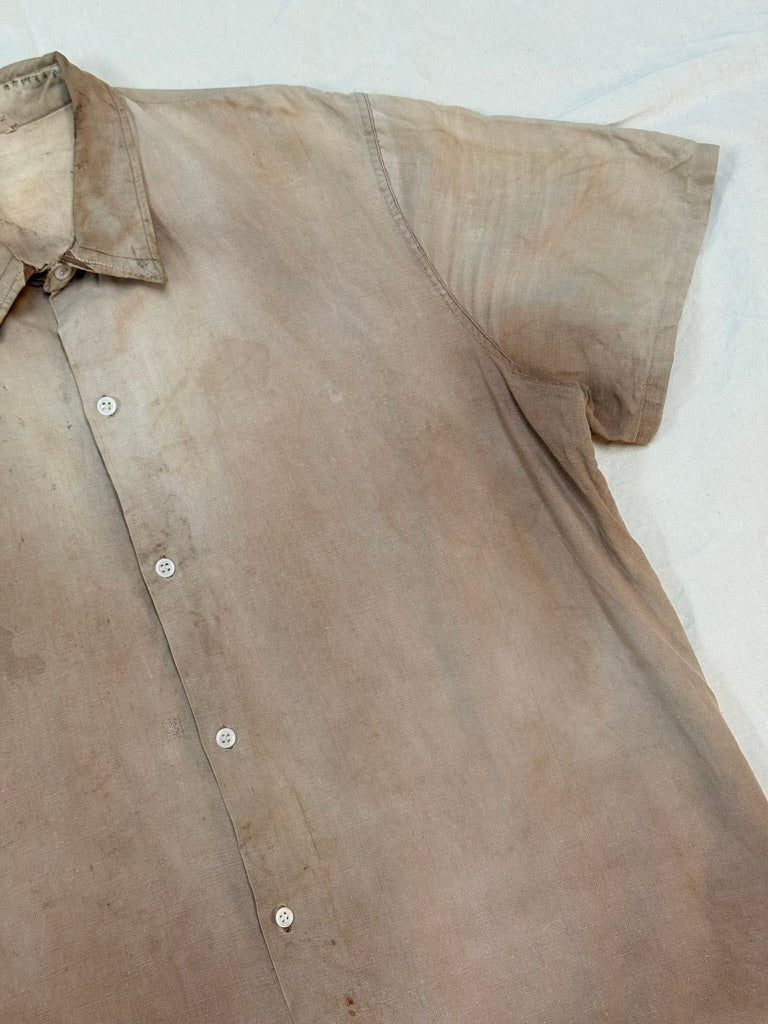 1950s French Faded Cotton Work Shirt – Beige