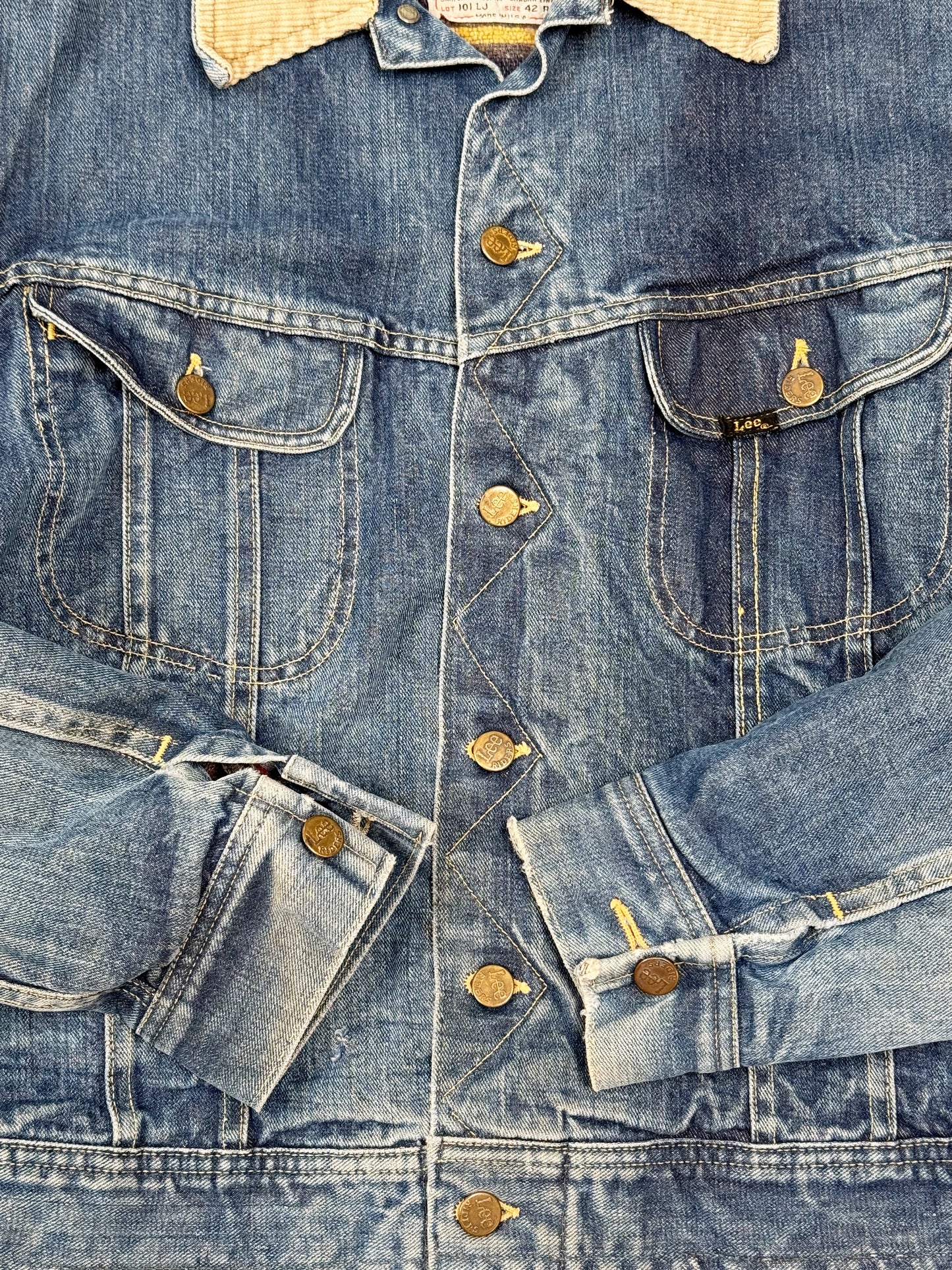 Early 1960s Lee 101-LJ Storm Rider Denim Jacket - Red Liner [42 REG]