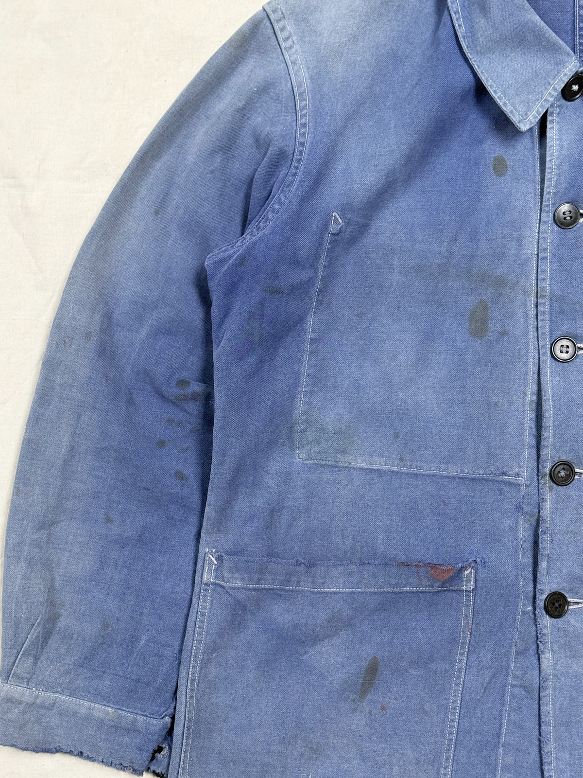 1950s French Blue Cotton Twill Chore Jacket