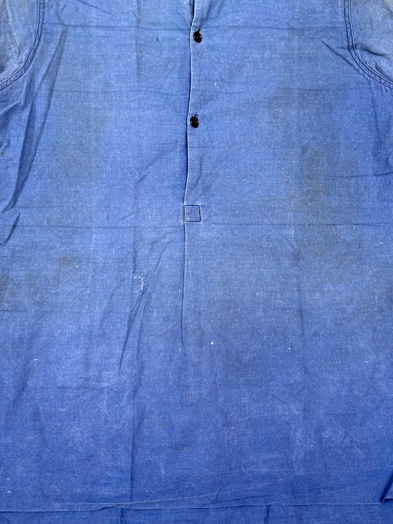 1950s French Indigo Faded Work Shirt