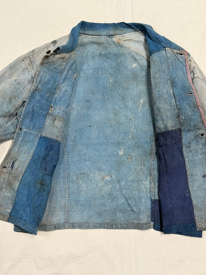 1910s–30s Exceptional Rare French Indigo Patchwork Workwear Jacket