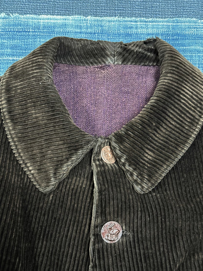1940s French Brown Corduroy Hunting Jacket with Game Pocket