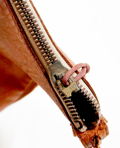 Mid-Century British Leather Travel Bag w/ Lightning Zipper