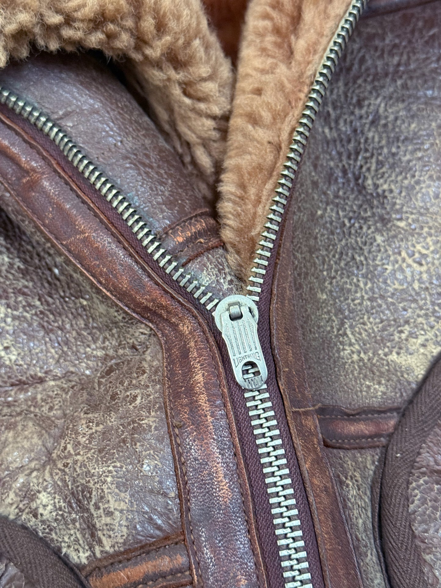 1944-1945 British Royal Air Force Irvin Leather Flying Jacket - converted to Vest [SIZE 4]