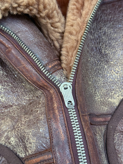 1944-1945 British Royal Air Force Irvin Leather Flying Jacket - converted to Vest [SIZE 4]