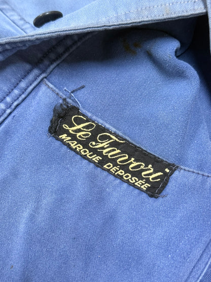 1950s French Le Favori Blue Moleskin Chore Jacket
