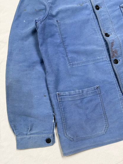 1950s French Le Favori Blue Moleskin Chore Jacket