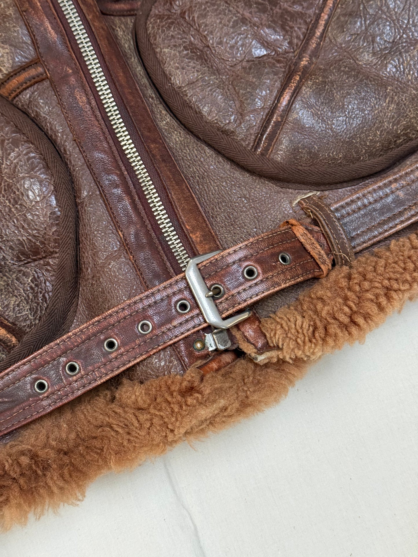 1944-1945 British Royal Air Force Irvin Leather Flying Jacket - converted to Vest [SIZE 4]