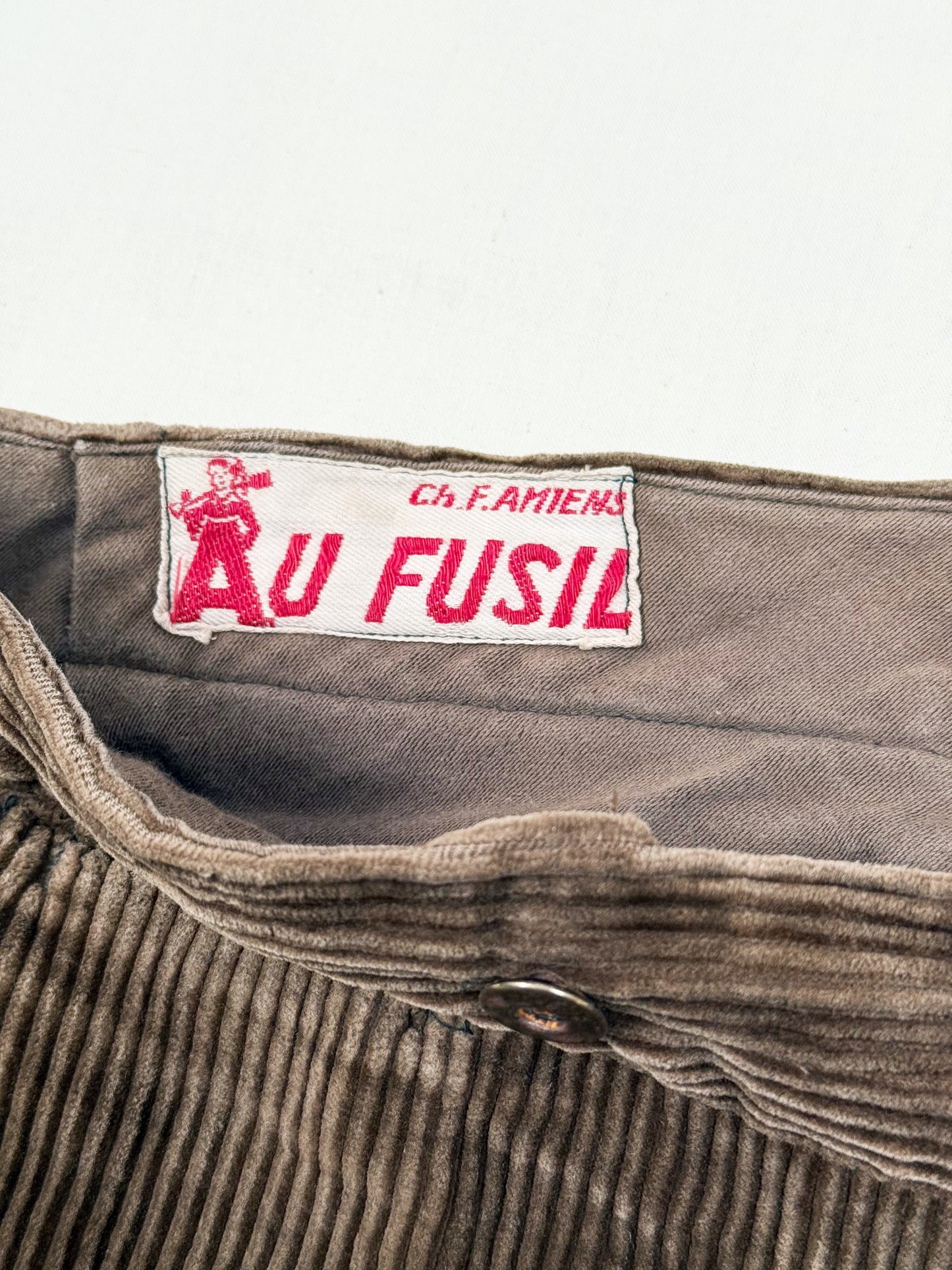 1940s - 1950s Au Fusil French Brown Corduroy Pants [38W]