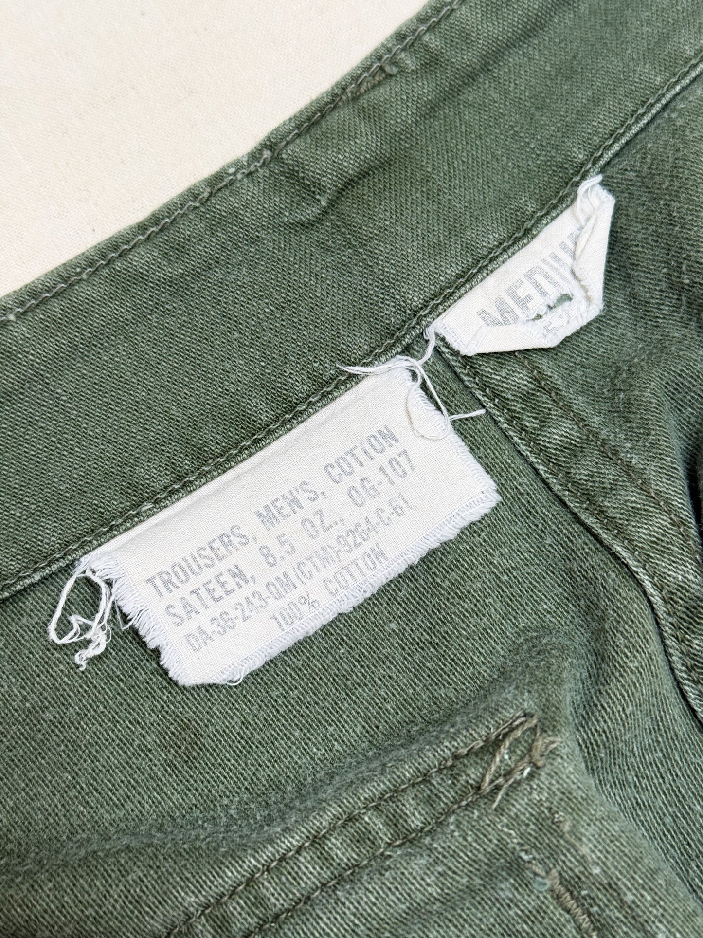 1960s US Army OG-107 Cotton Sateen Utility Trousers [M]