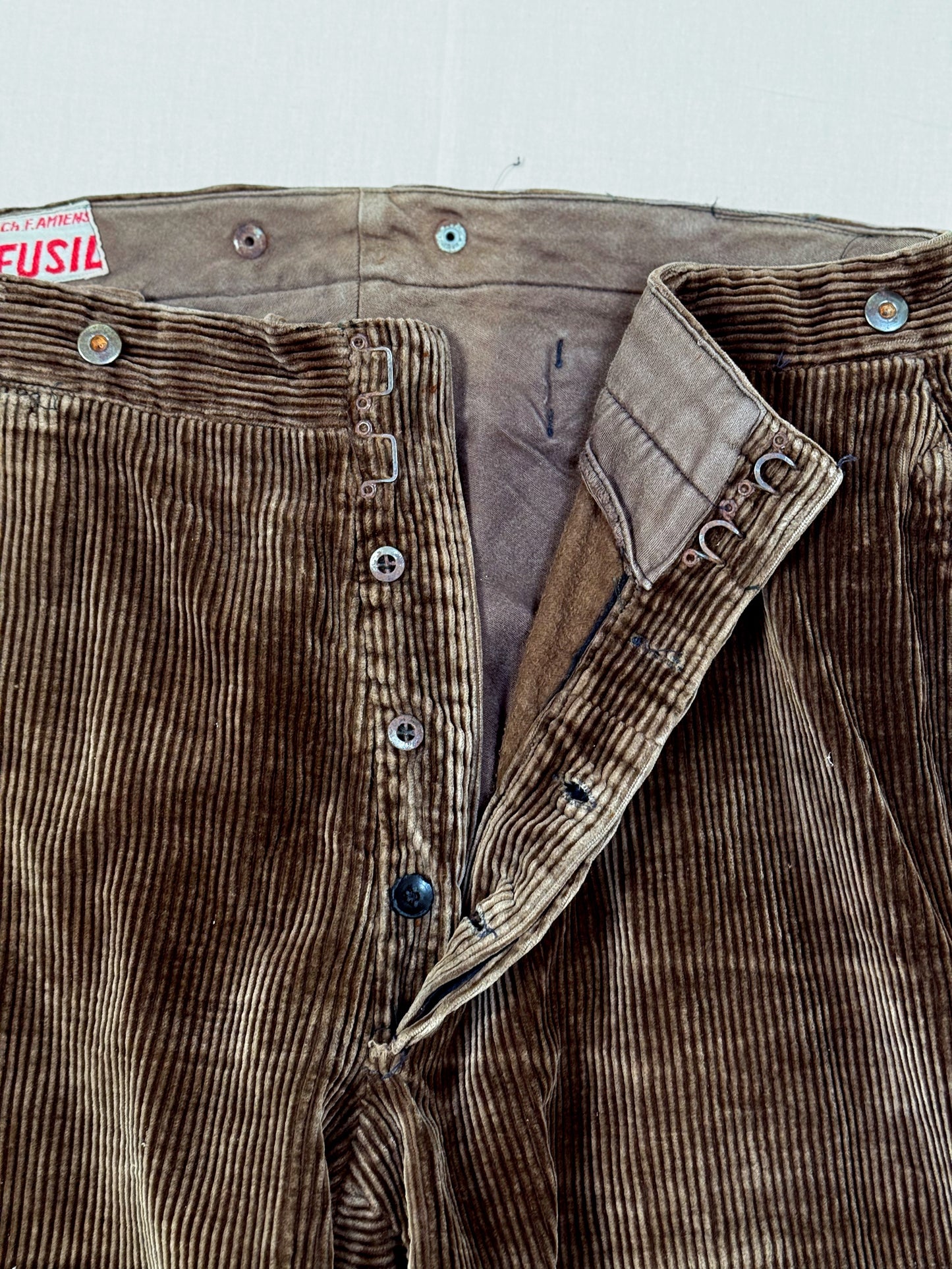 1940s - 1950s Au Fusil French Brown Corduroy Pants [38W]