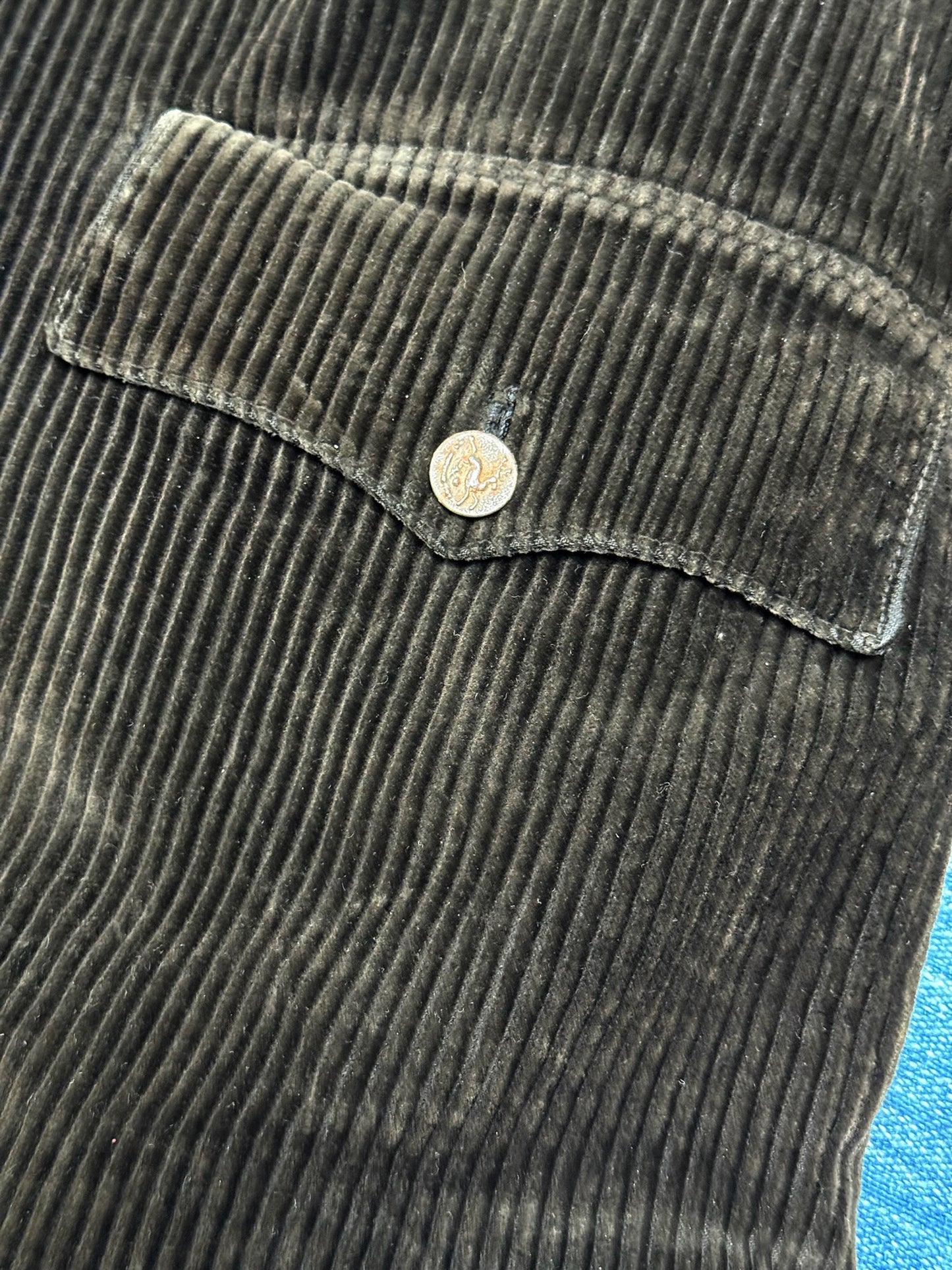 1940s French Brown Corduroy Hunting Jacket with Game Pocket
