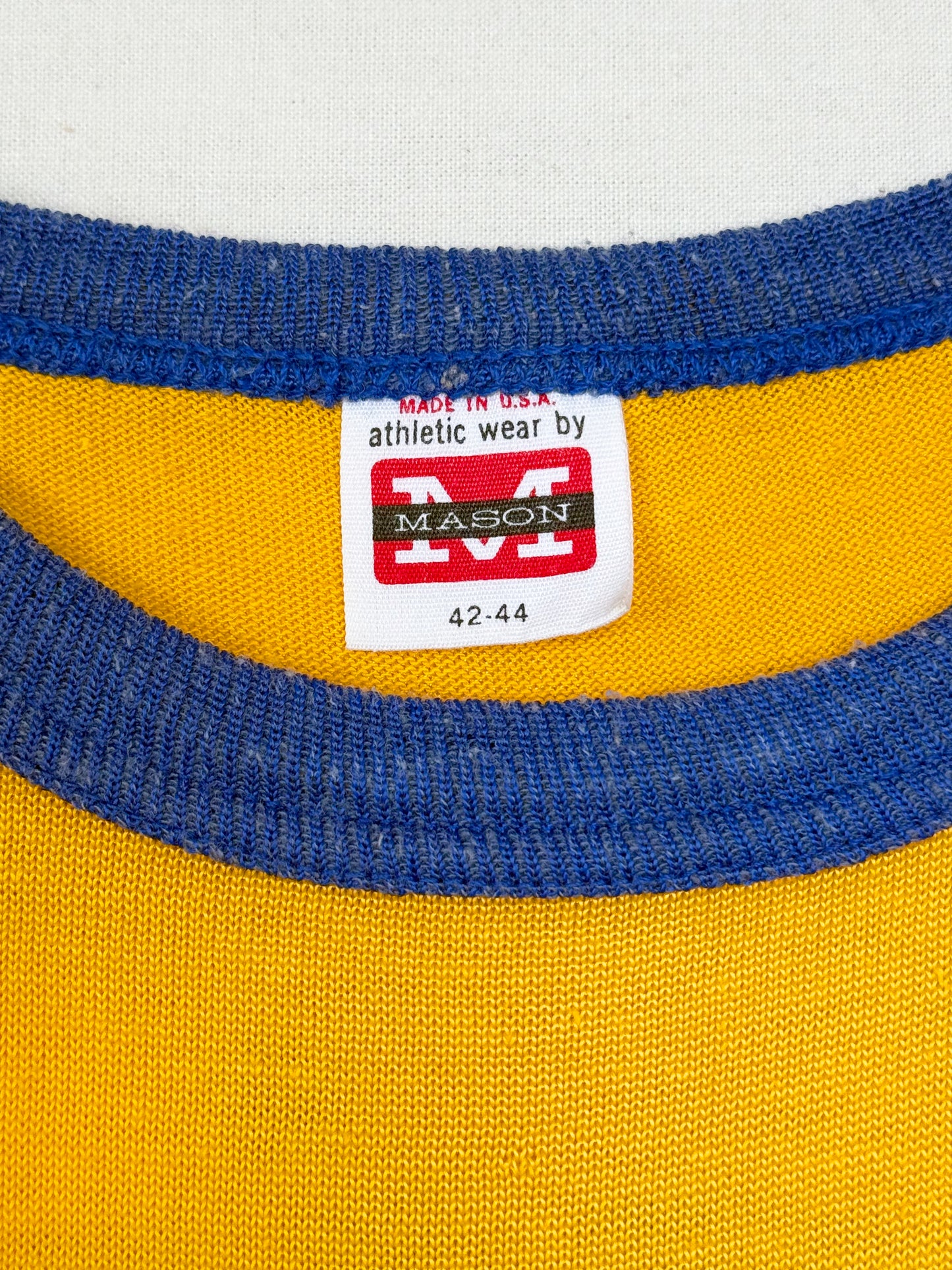 1960s Mason Elgin Yellow & Blue Ringer Tee [42–44]