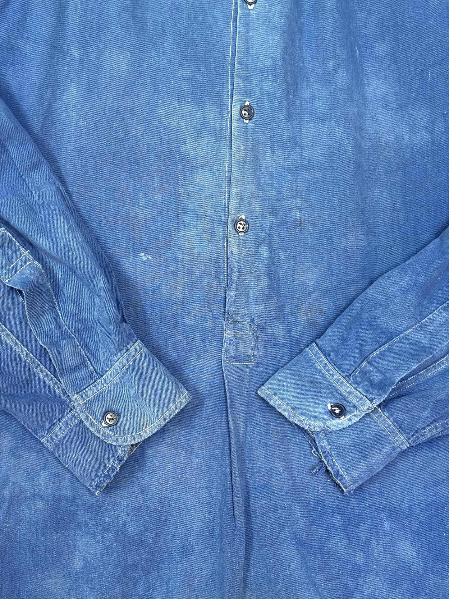 1950s French Adolphe Lafont Cotton Twill Smock Shirt