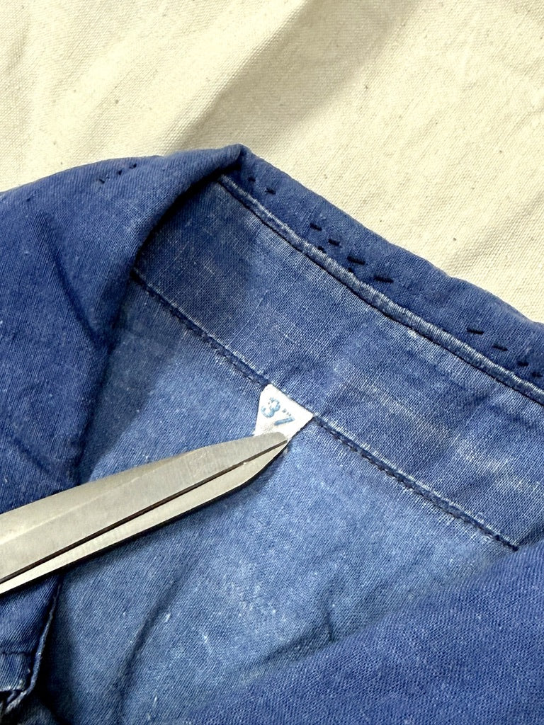 1950s French Indigo Faded Work Shirt