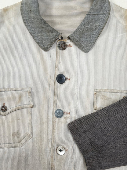 1950s French Salt and Pepper Coutil Clothing Hunting Jacket
