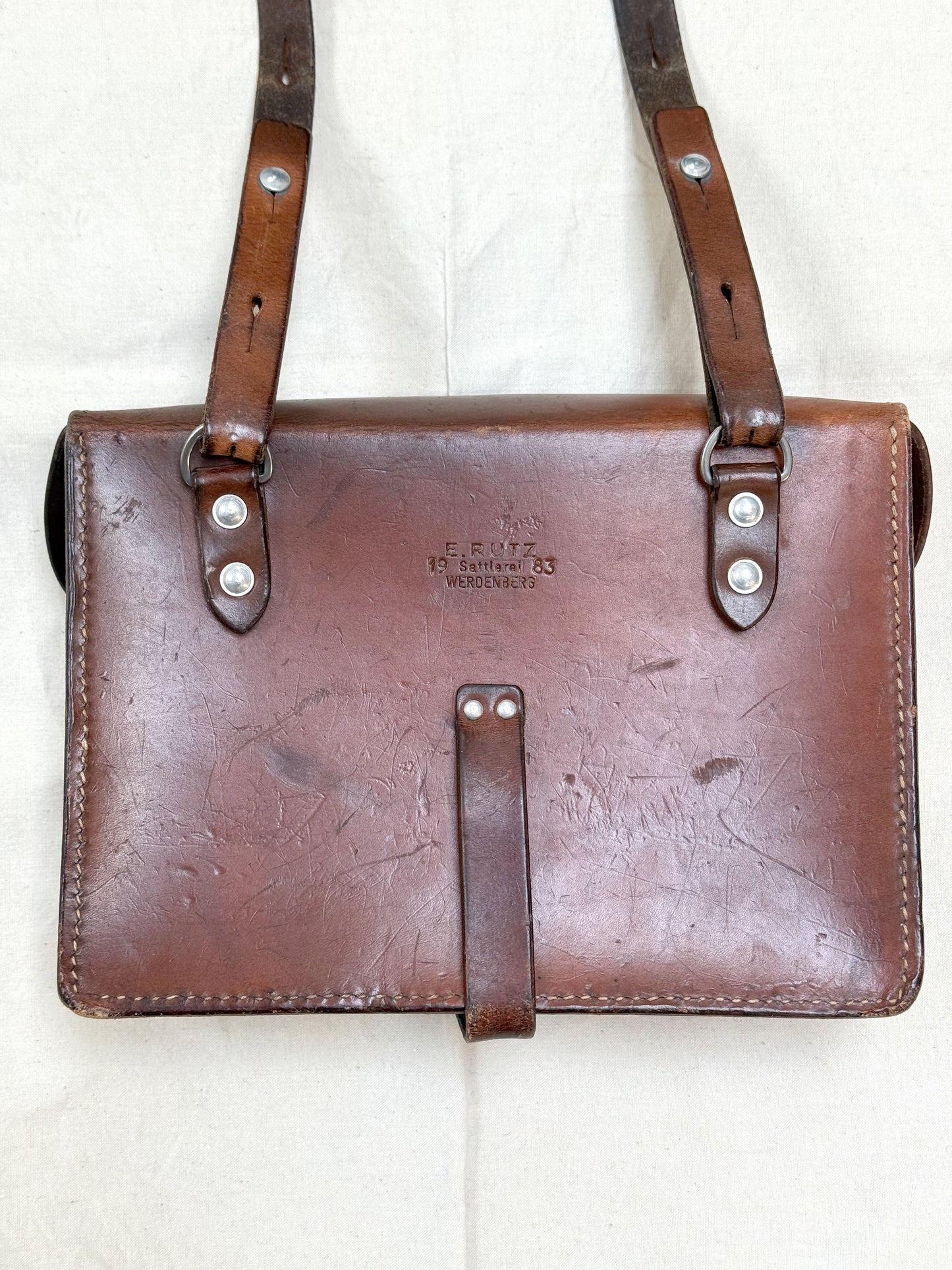 1983 Swiss Army Brown Leather Shoulder Bag