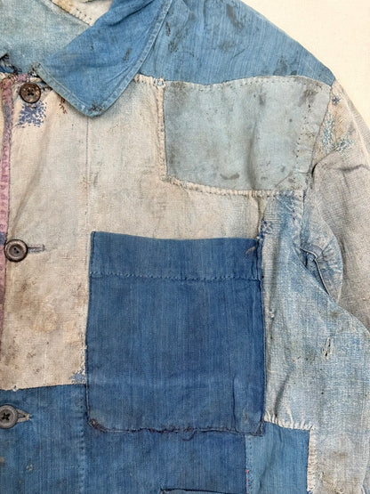1910s–30s Exceptional Rare French Indigo Patchwork Workwear Jacket