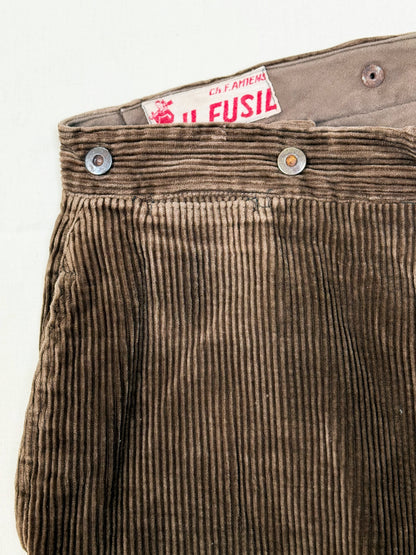 1940s - 1950s Au Fusil French Brown Corduroy Pants [38W]
