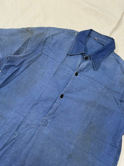 1950s French Indigo Faded Work Shirt