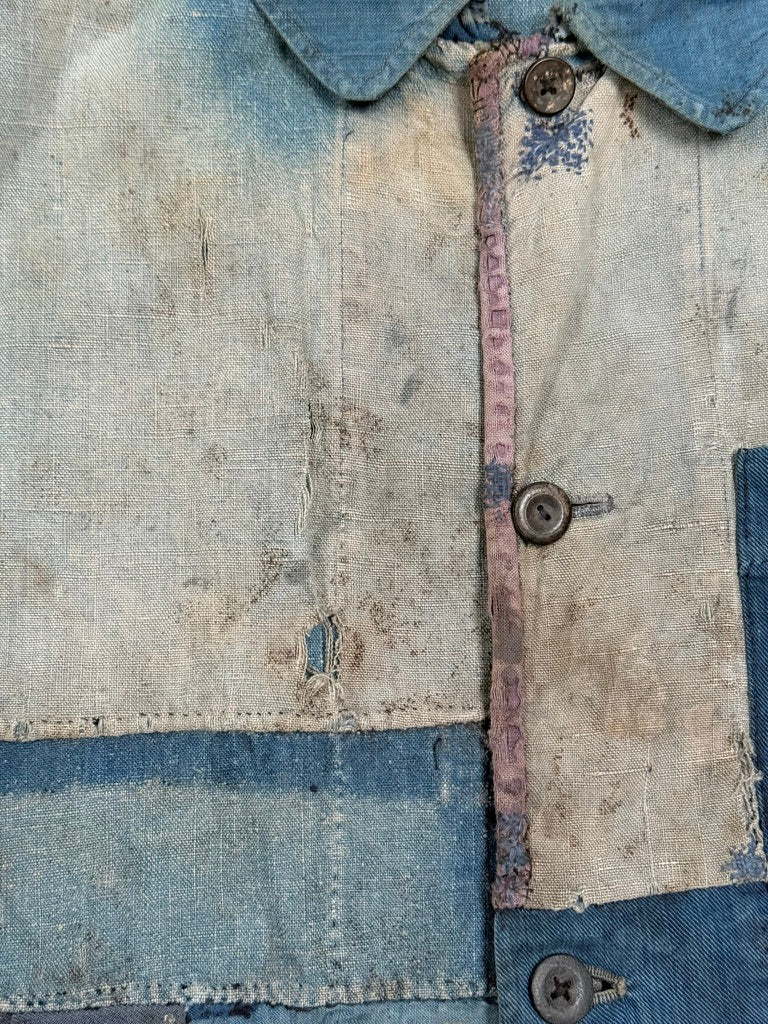1910s–30s Exceptional Rare French Indigo Patchwork Workwear Jacket