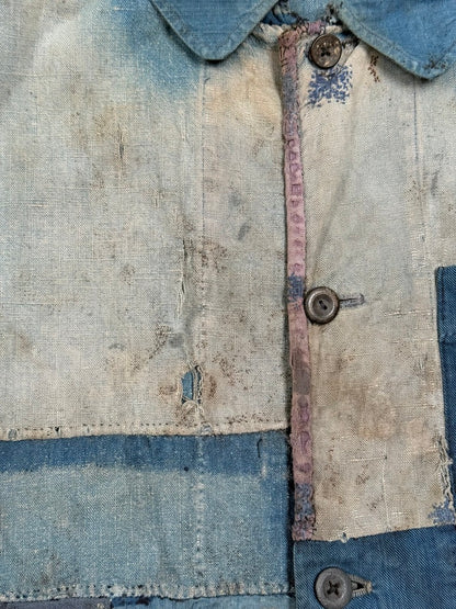 1910s–30s Exceptional Rare French Indigo Patchwork Workwear Jacket