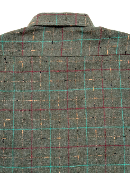 1980s Trois Lords Paris Green Check Flannel Shirt [Size 38]