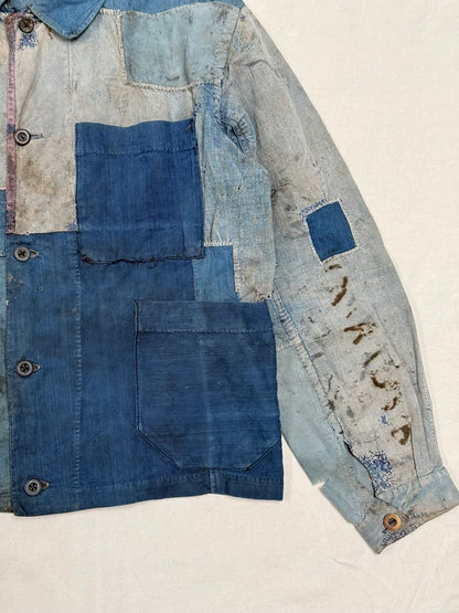 1910s–30s Exceptional Rare French Indigo Patchwork Workwear Jacket