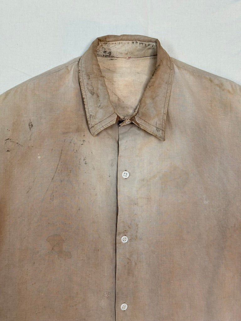 1950s French Faded Cotton Work Shirt – Beige
