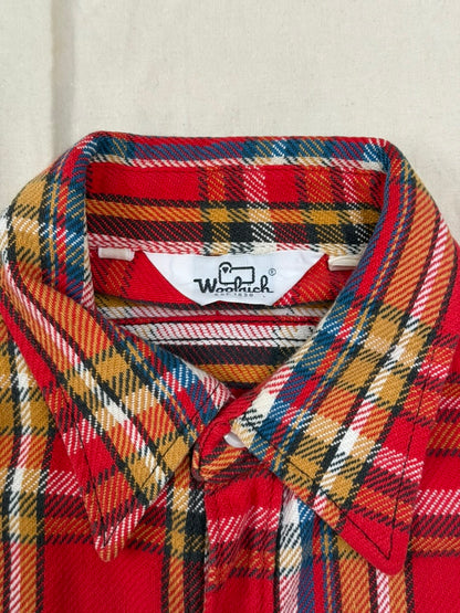 1980s - 1990s Woolrich Red Plaid Flannel Shirt [XL]