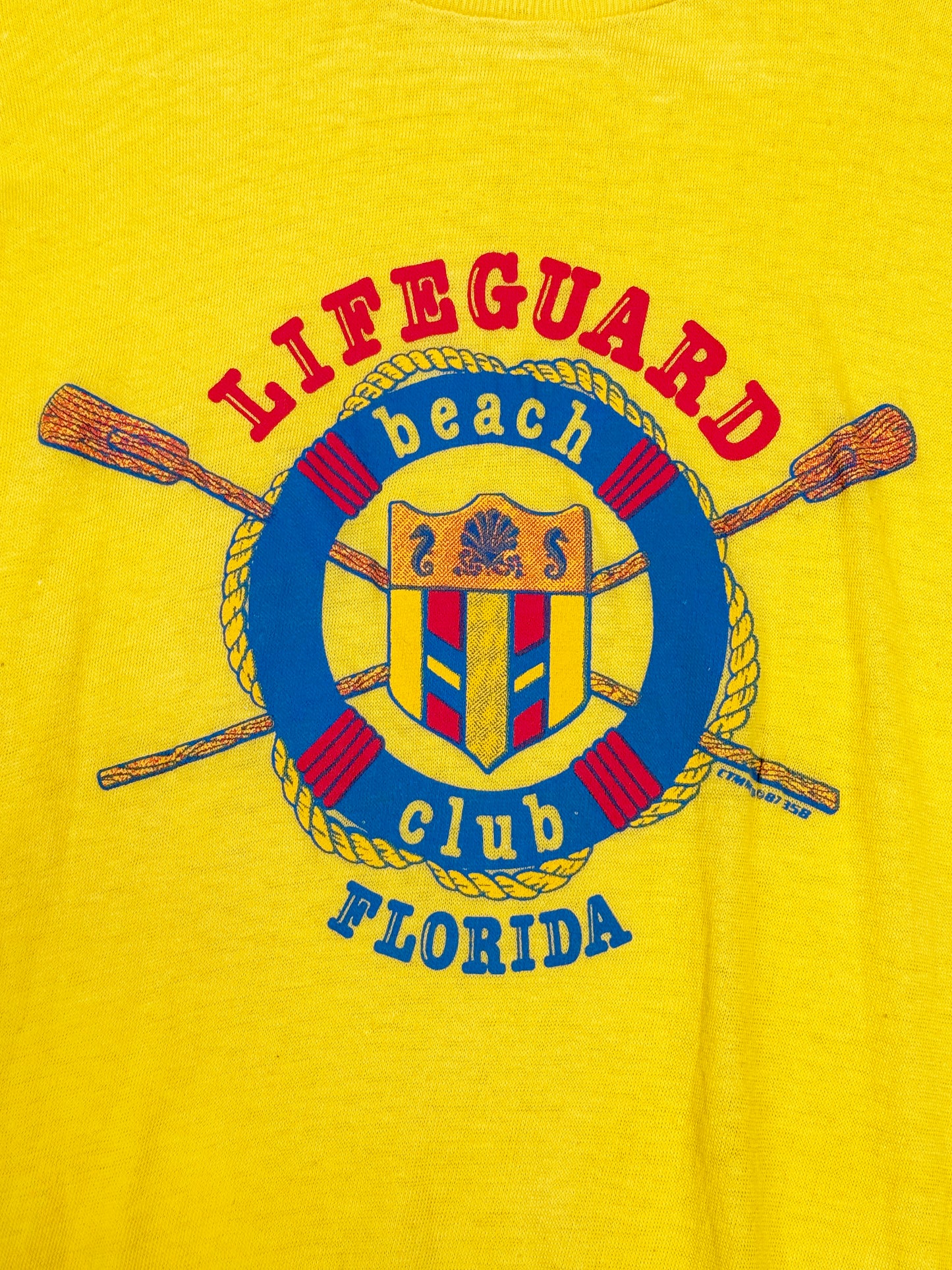 1970s - 1980s Gold Tees USA Lifeguard Beach Club T-Shirt [XL]