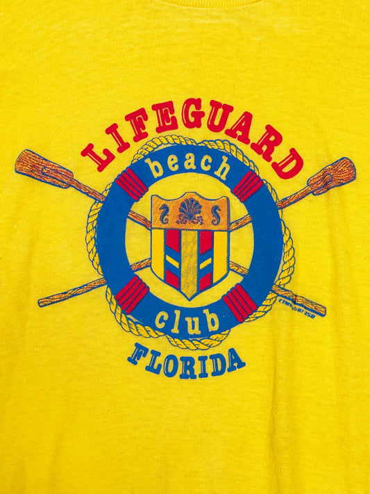 1970s - 1980s Gold Tees USA Lifeguard Beach Club T-Shirt [XL]