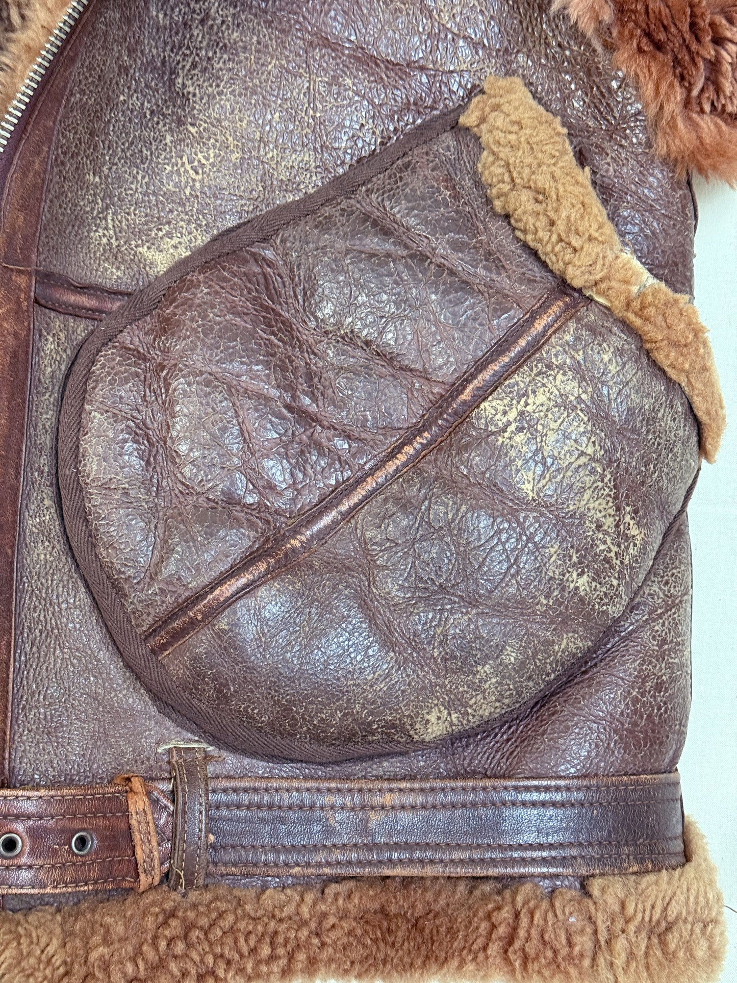 1944-1945 British Royal Air Force Irvin Leather Flying Jacket - converted to Vest [SIZE 4]