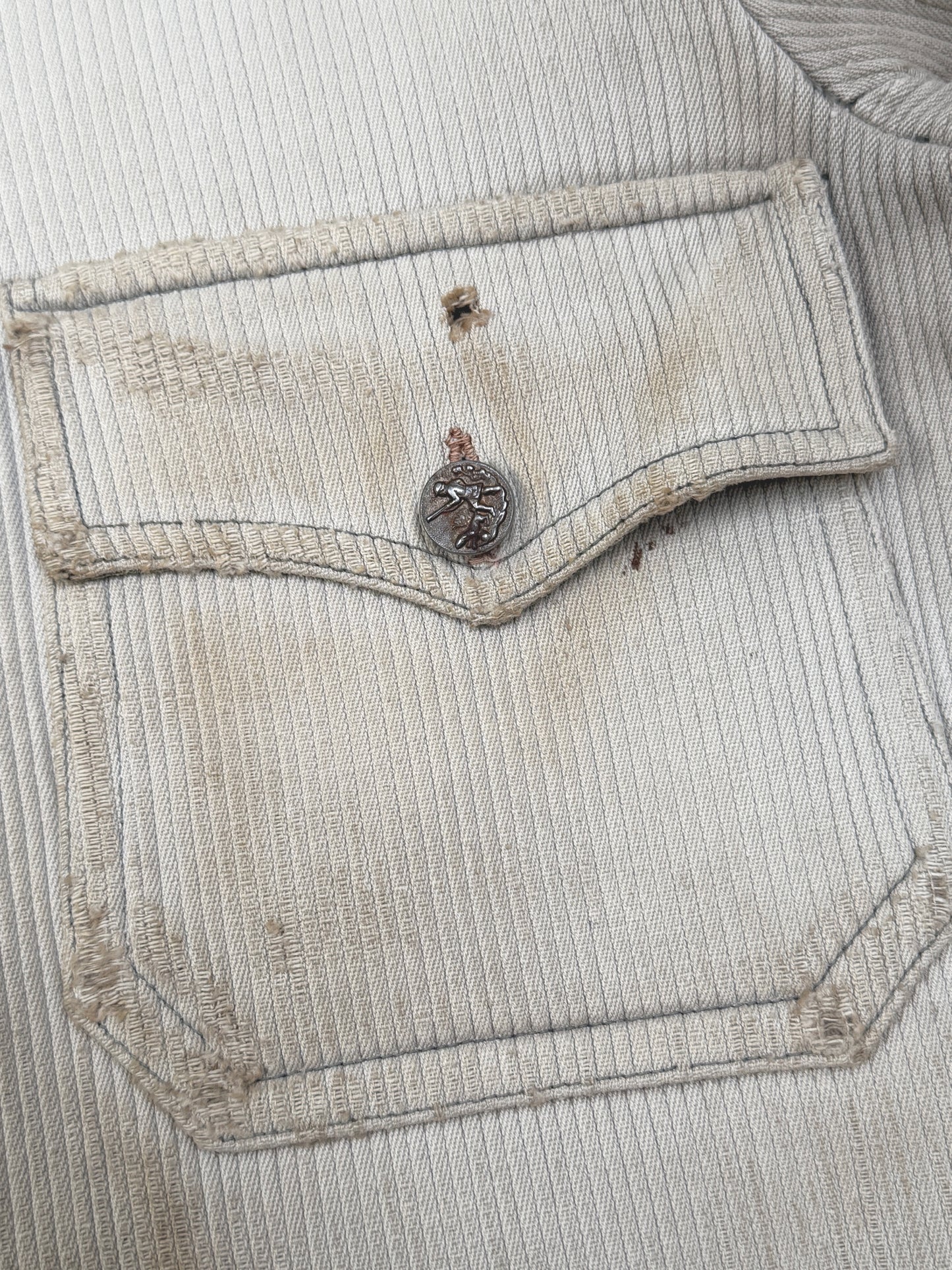 1950s French Salt and Pepper Coutil Clothing Hunting Jacket