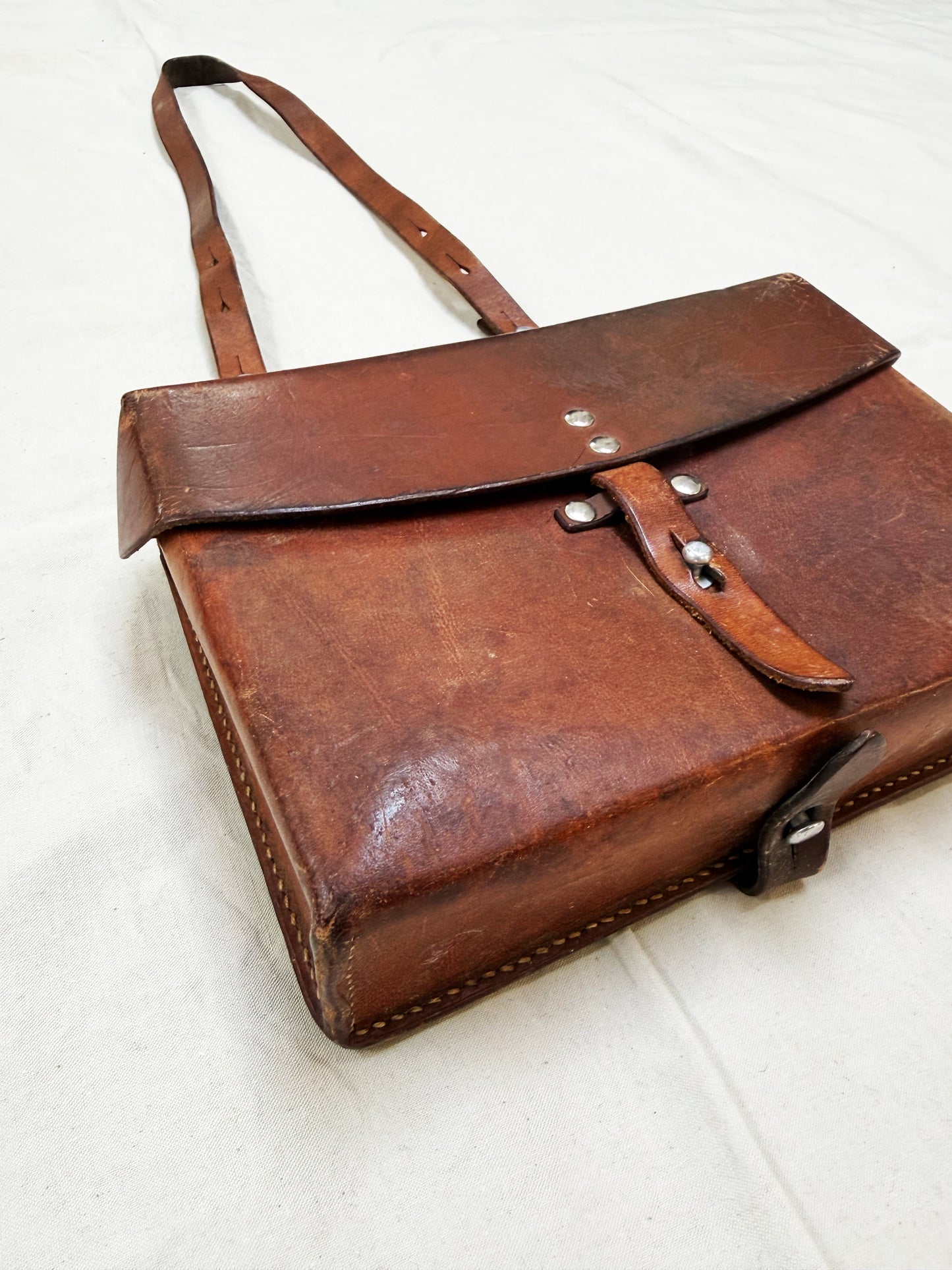 1983 Swiss Army Brown Leather Shoulder Bag