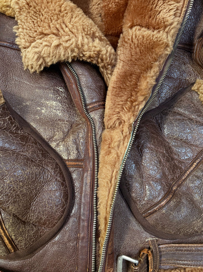 1944-1945 British Royal Air Force Irvin Leather Flying Jacket - converted to Vest [SIZE 4]