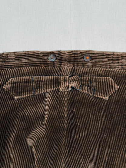 1940s - 1950s Au Fusil French Brown Corduroy Pants [38W]