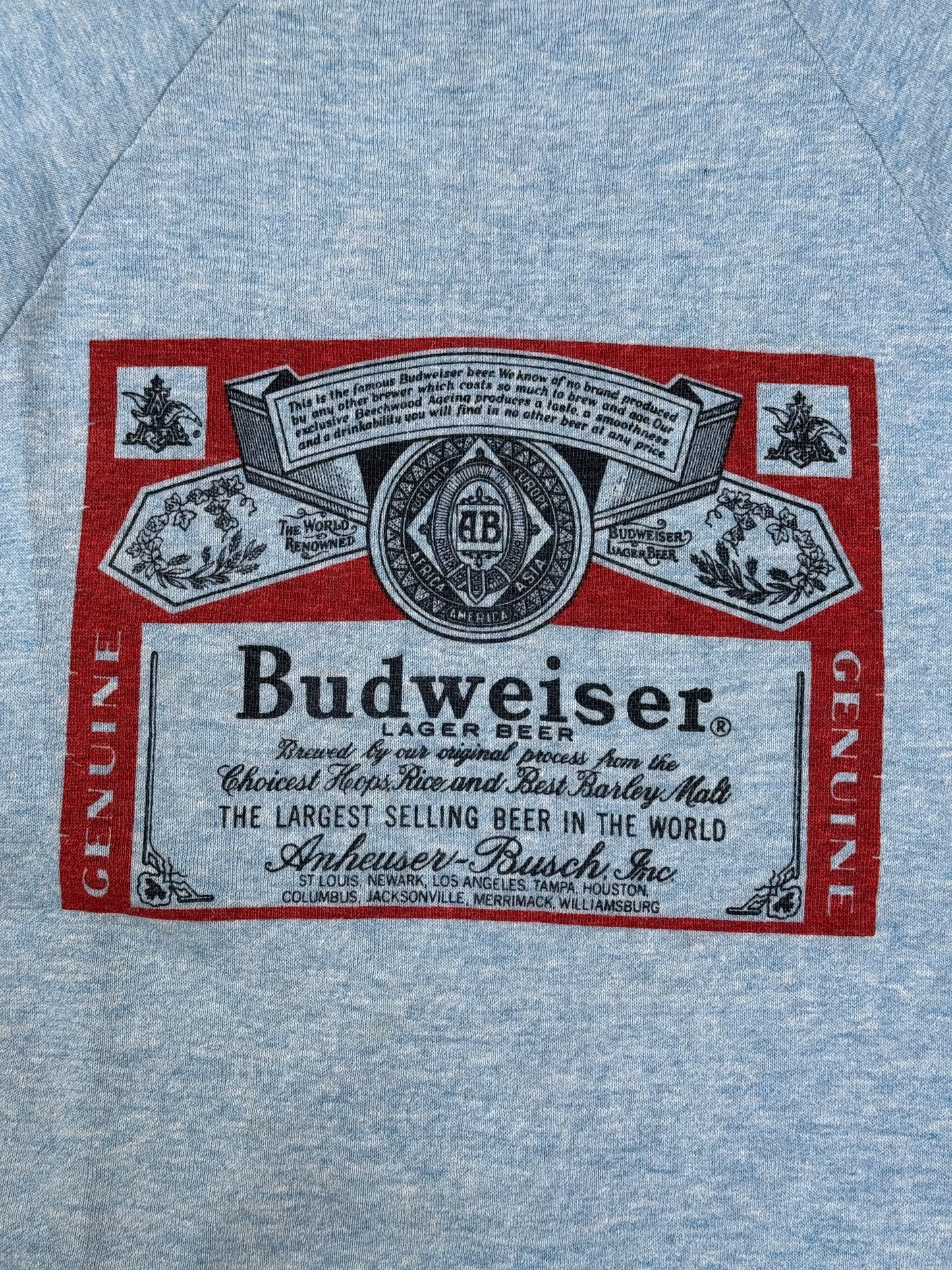 1970s Sears Budweiser Short Sleeves Ringer Sweatshirt [XL]