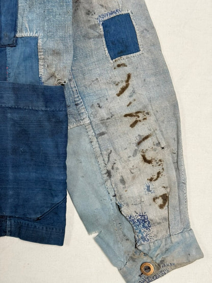 1910s–30s Exceptional Rare French Indigo Patchwork Workwear Jacket
