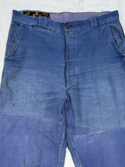 1950s - 1960s Le Pilote French Moleskin Work Pants [34.6"W]