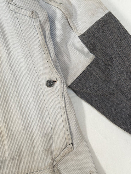 1950s French Salt and Pepper Coutil Clothing Hunting Jacket