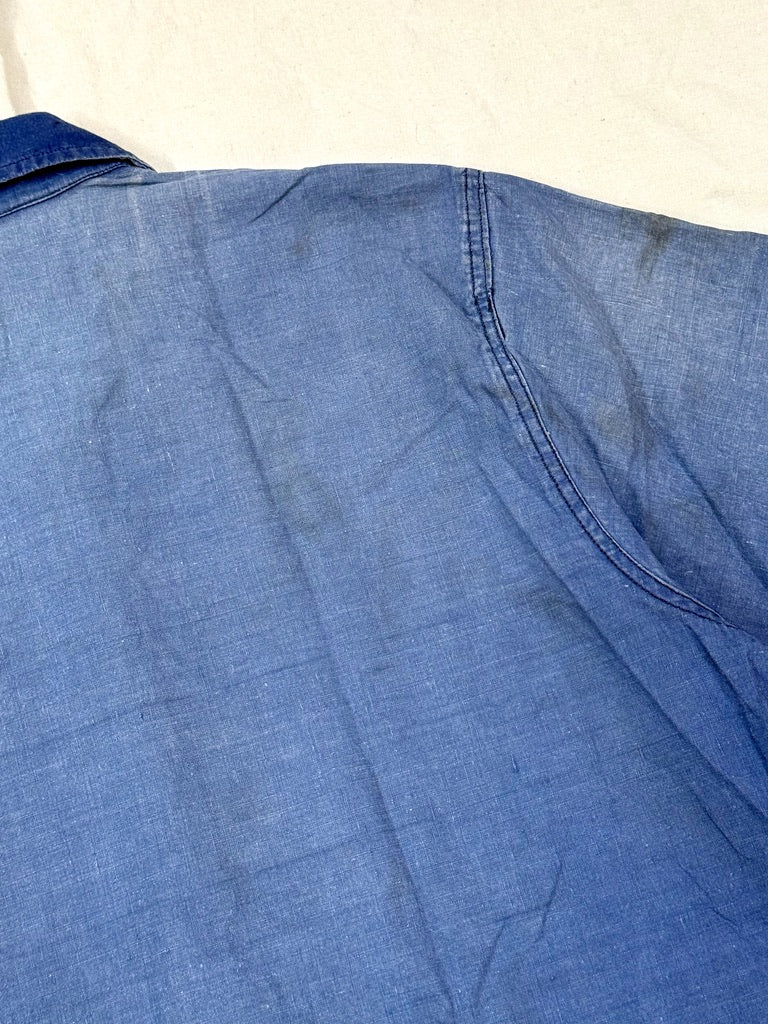 1950s French Indigo Faded Work Shirt