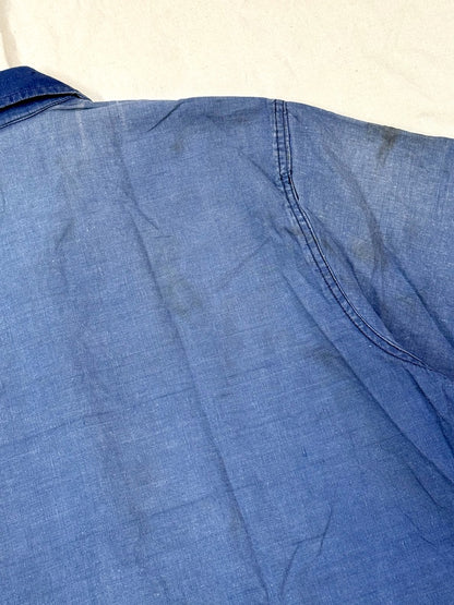 1950s French Indigo Faded Work Shirt