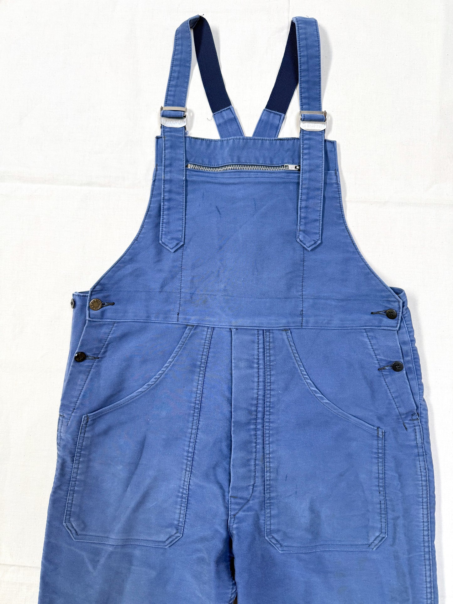 1950s–1960s French Beau-Fort Blue Moleskin Workwear Overalls [37.5W]